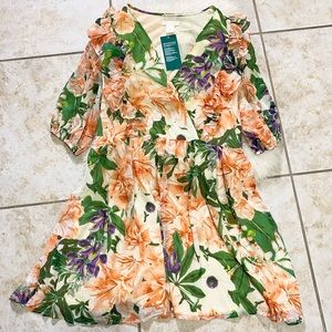 H&M Floral ruffle trimmed mini dress NWT